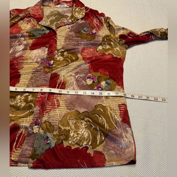 Vintage Alex Colman Women’s Button Up Blouse Floral Lightweight Knit Made in USA - Picture 8 of 10